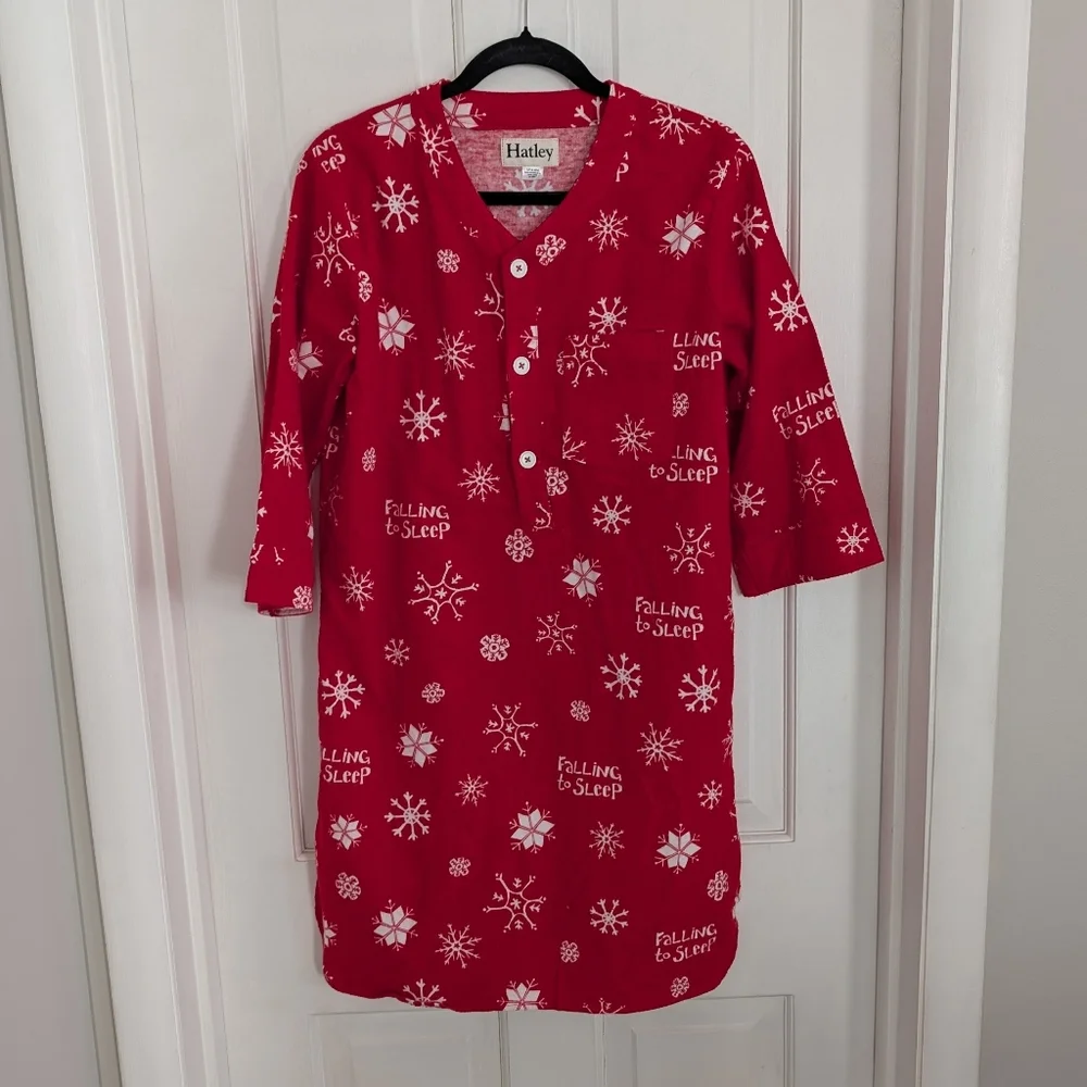 Hatley Women's Flannel Nightgown SMALL Christmas Holidays Snowflakes Sleep Shirt